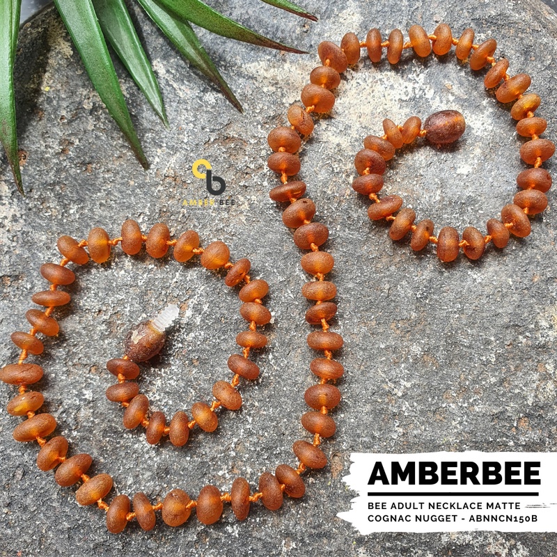 Kalung Amber Dewasa Premium Glossy Cognac Nugget ABNNCN150 by Amber Bee