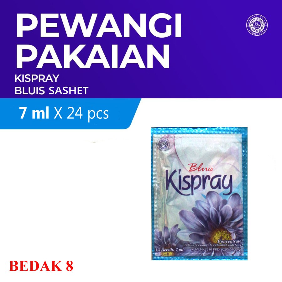 Kispray Sashet 7 ml X 24 pcs | Amoris |Violet | Bluis | Segeris/ Pelicin Pewangi Pelembut Pakaian