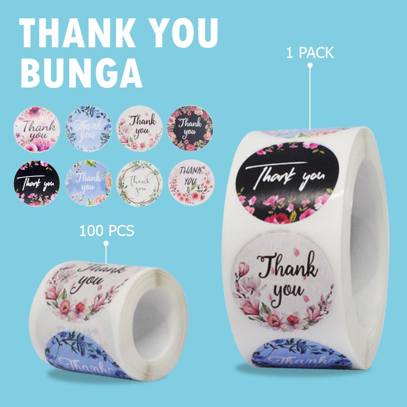

OPPOLIA 500 Pcs Sticker Thank You Terima Kasih Souvenir Segel Kemasan Import Murah