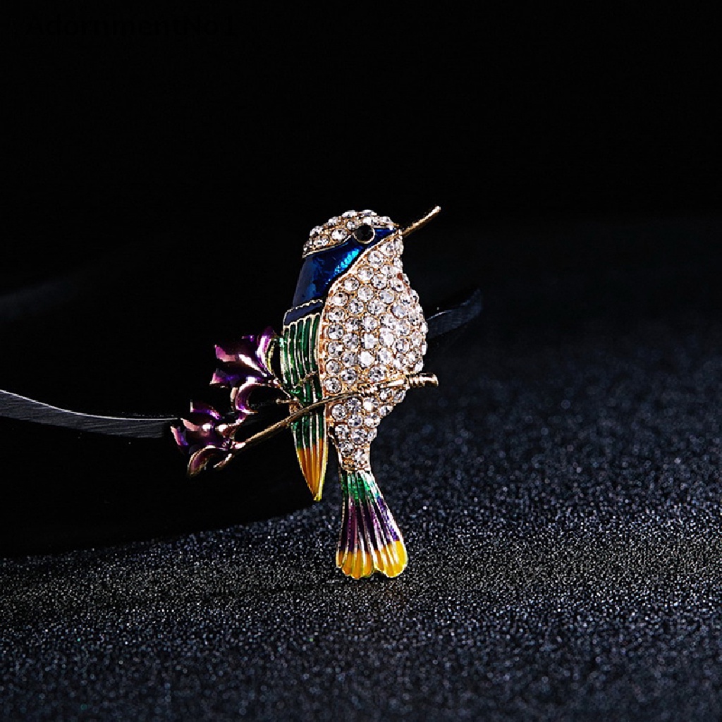 (AdornmentNo1) Pin Bros Burung Magpie Hiasan Berlian Imitasi Berkilau