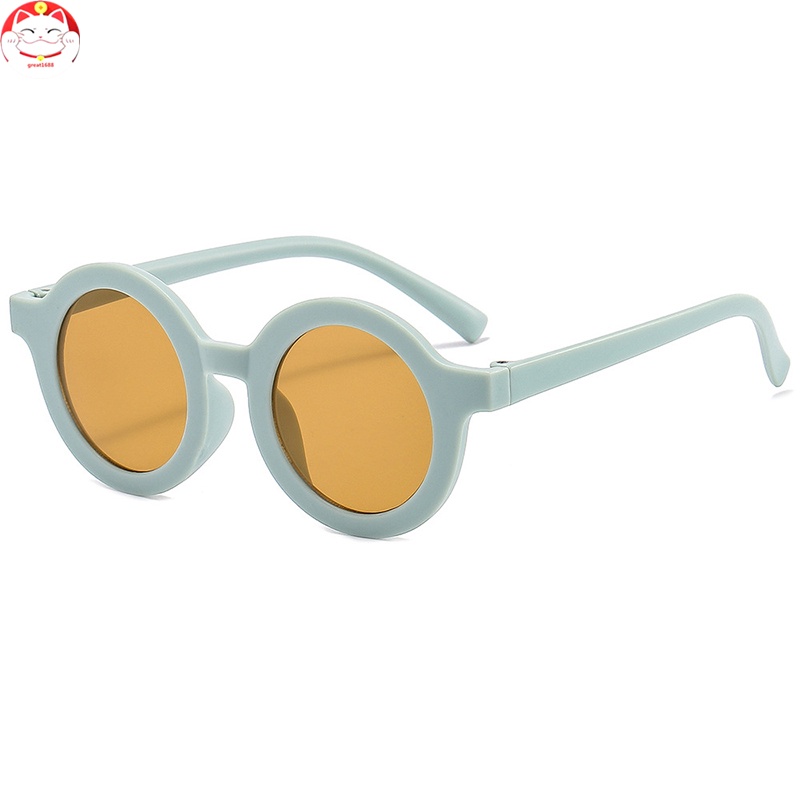 Cute Round Sungalsses with PC Frame Non-Polarized UV Protection Coating Unique Design Lightweight for Boys Girls