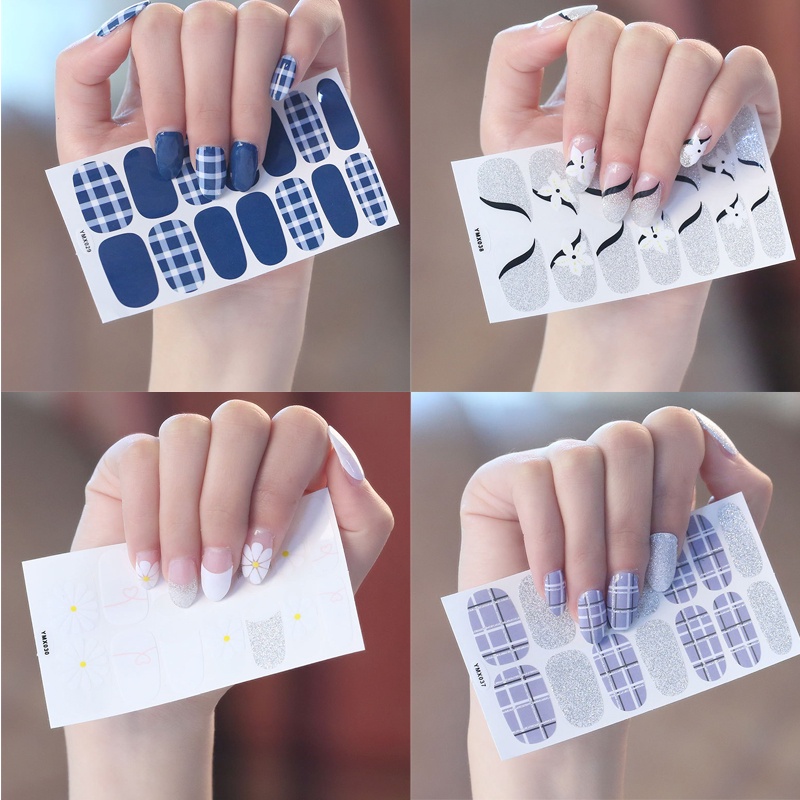 1 Lembar Stiker Kuku Full Cover Seri Glitter Sequins Untuk Dekorasi Pesta