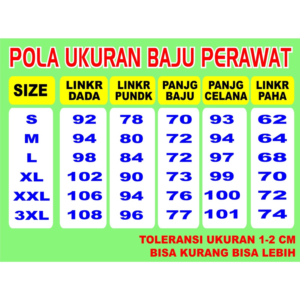 Baju Perawat Pria &amp; Wanita Lengan Panjang  Pendek READY