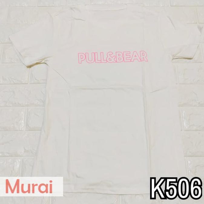 Pengiriman Cepat K506 - Kaos / Tumblr Tee / T-Shirt Wanita / Cewek Pull&Bear Logo Pink KORTING