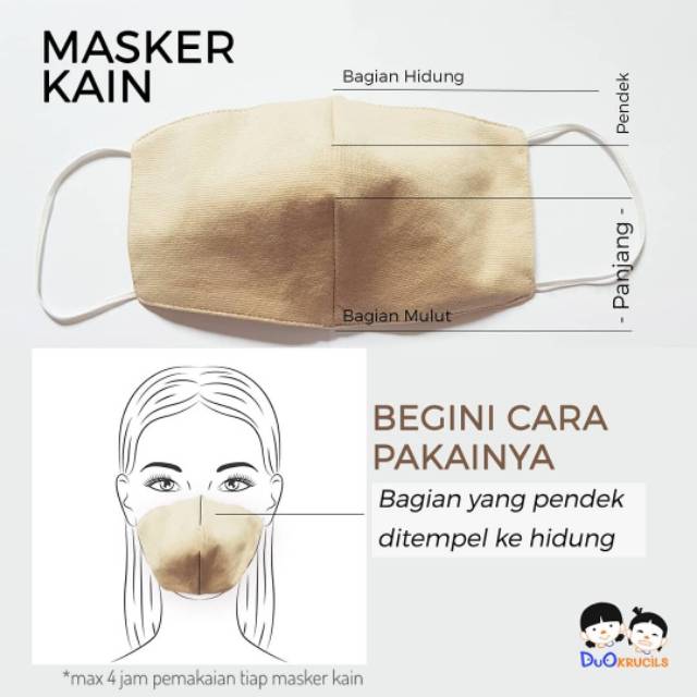 Masker kain dewasa &amp; anak 4-10Y | DUO KRUCILS