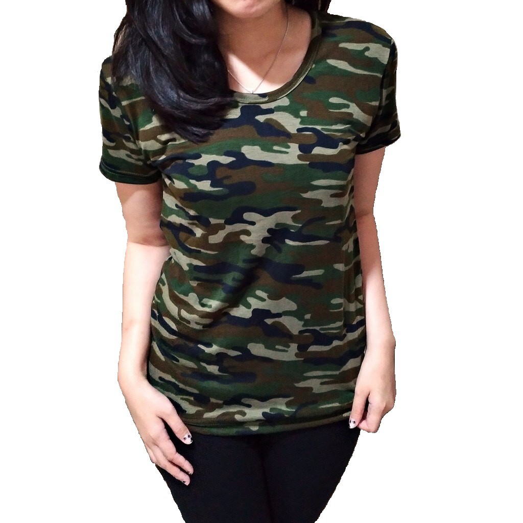 O-NECK ARMY PD /Kaos Oblong Motif ARMY / Lengan Pendek/ Loreng /t-shirt /Atasan Pakaian Wanita Murah-1