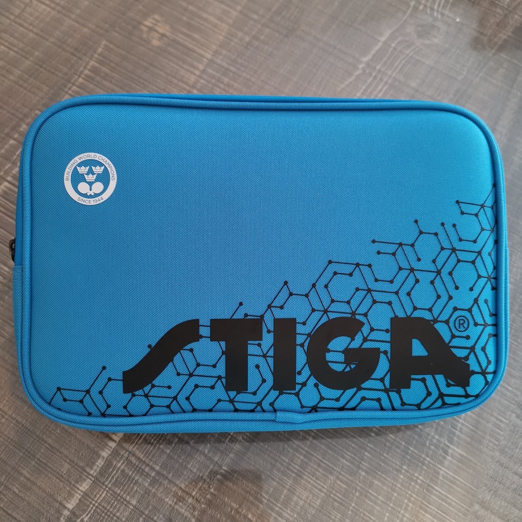Stiga Reverse Bat Wallet Double - Blue Light - Cover Pingpong Tas Tenis Meja Bet Hard Case Bag