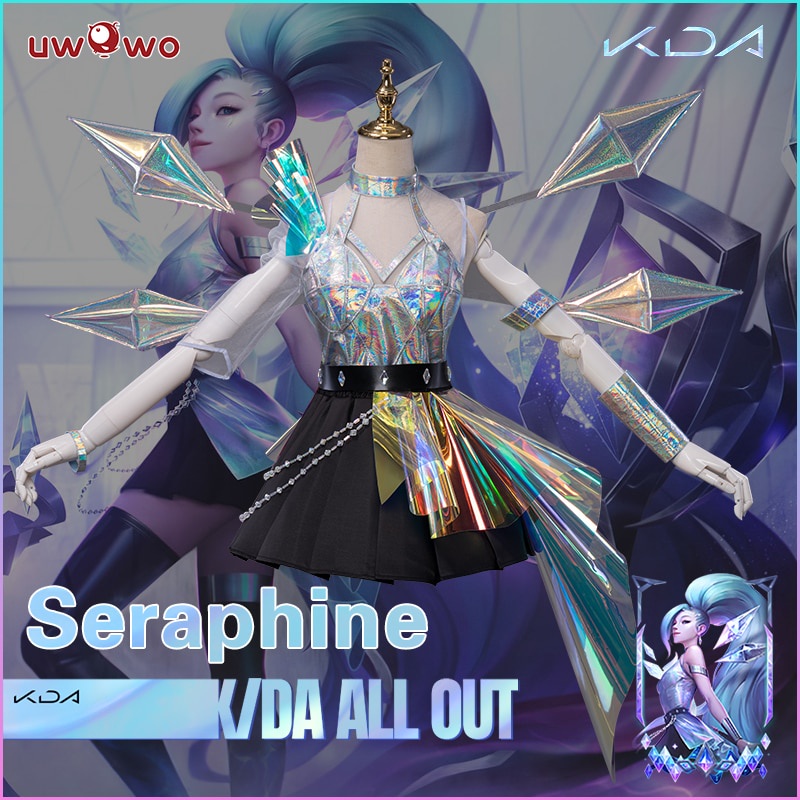 PREORDER 【Only L/XL】UWOWO LOL Game League of Legends KDA Seraphine Cosplay Costume Women Wing Ear Ou