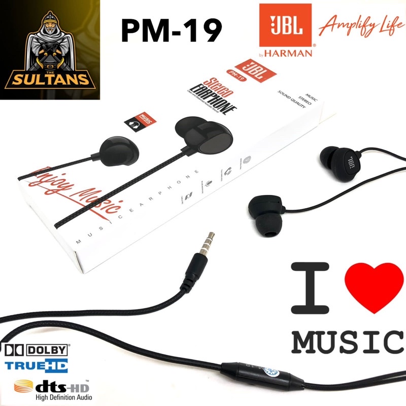 Ready Stok Headset J-PM-19 Earphone Stereo Handsfree Vibox PM19 Super Bass Pure Bass