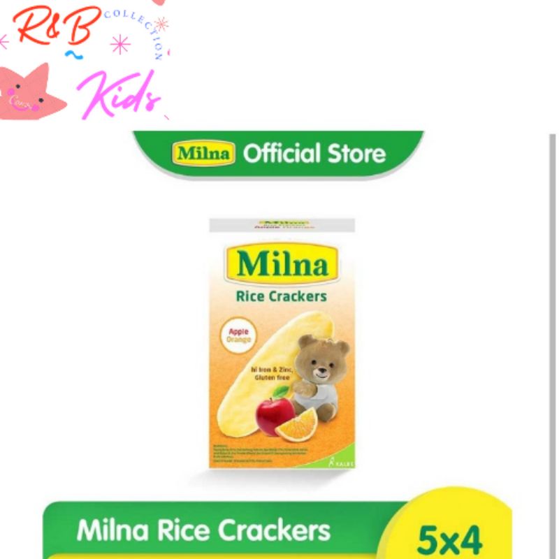 Milna Rice Crackers Biskuit Bayi Apple Orange 20g 6+ ( 6 bulan ke atas )