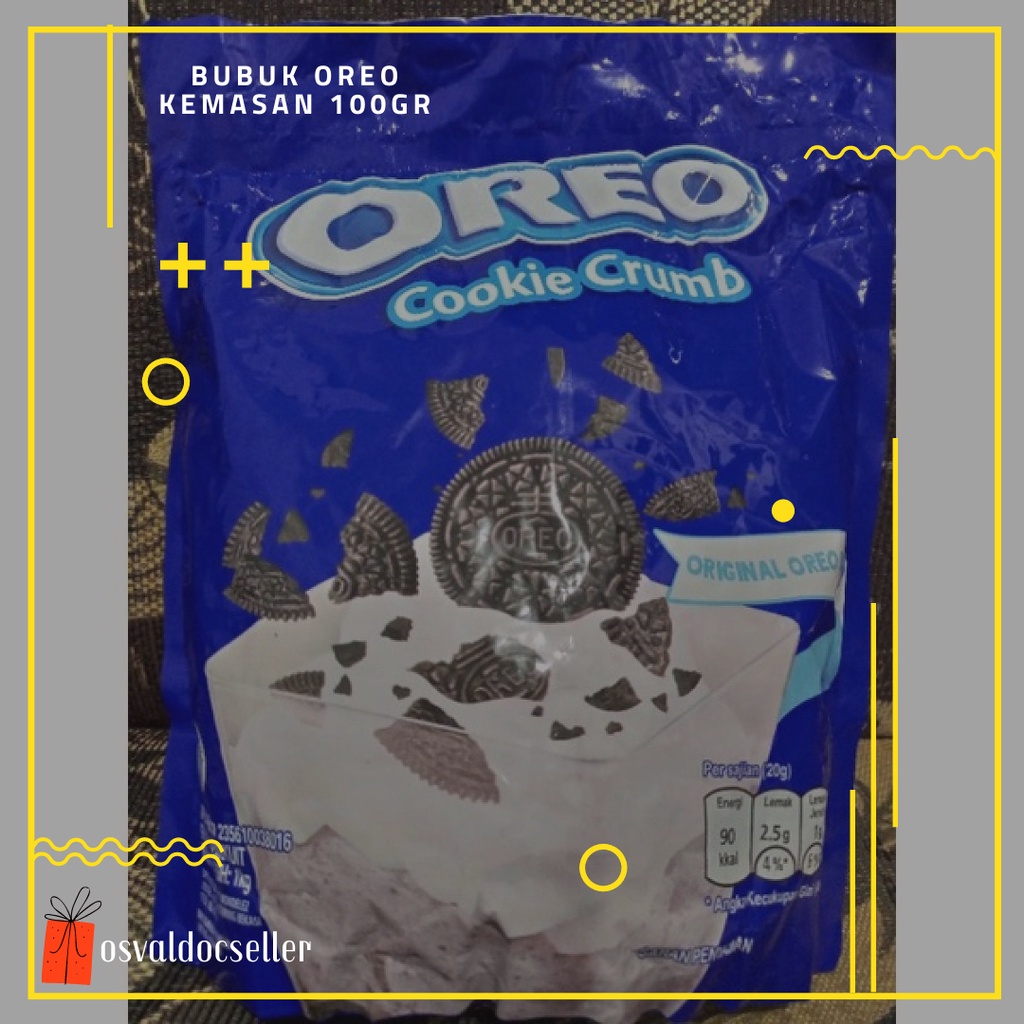 

Campuran Bahan Kue Perasa Oreo Kemasan Repack 110 Gram | Biskuit | Cookies | Bubuk Oreo Halus | Kasar | Topping | Cake | Kue | Remahan | Osvaldocseller