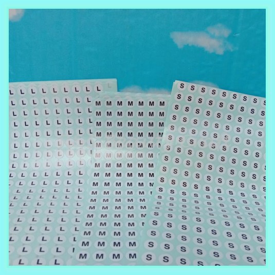 stiker label harga size baju I label size baju I label baju huruf ukuran S M L XL XXL