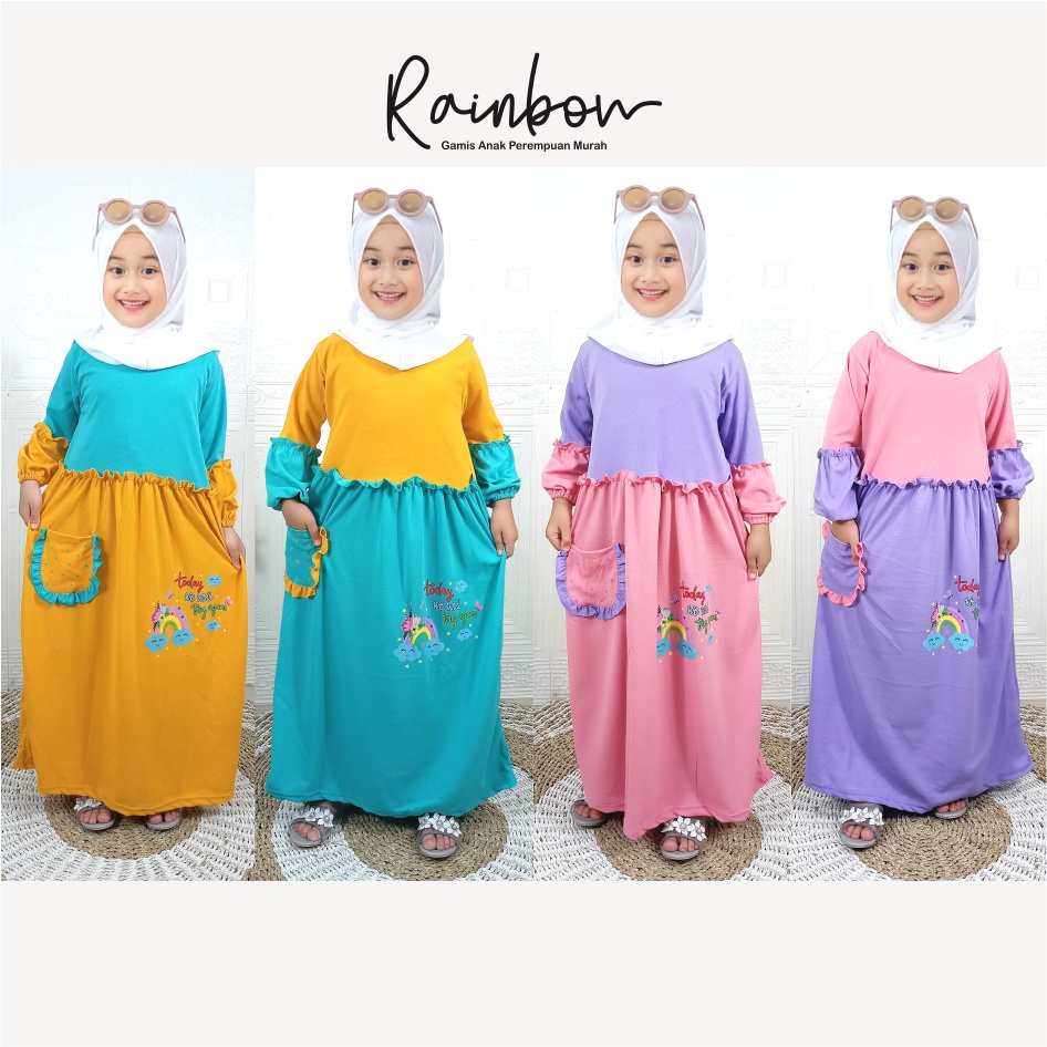 CF Kids Gamis Anak Perempuan Soleha Rainbow Warna Mix