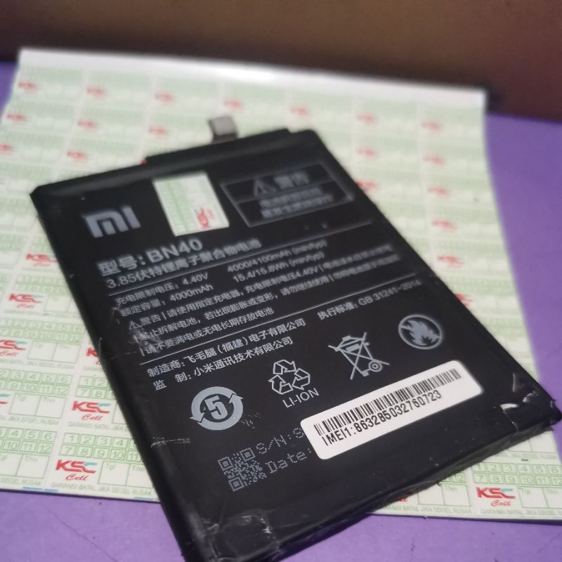 baterai bn40 baterai redmi 4 prime ori copotan