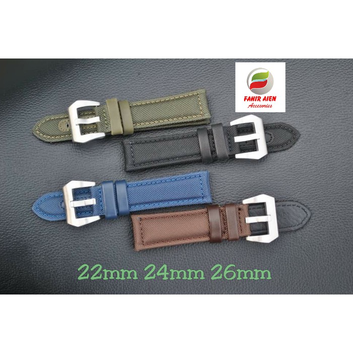 TALI JAM TANGAN KULIT KANVAS 22MM 24MM DAN 26MM STRAP