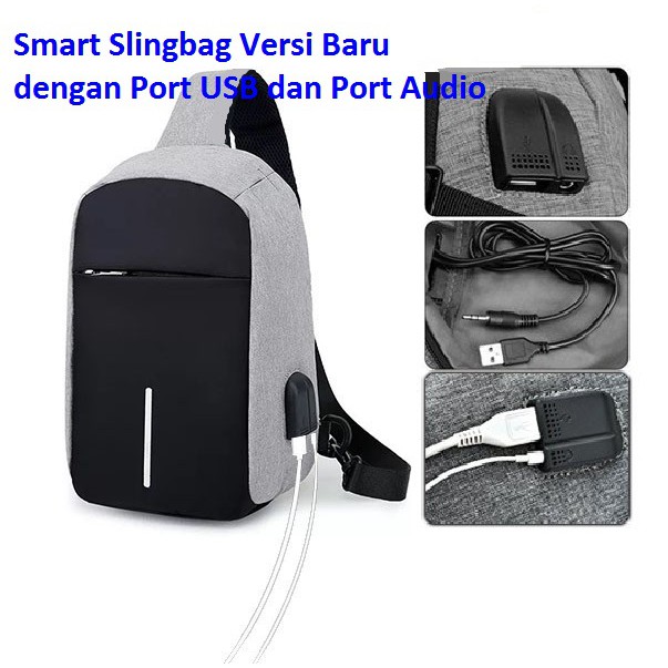 Smart Slig Bag Anti Theft Tas Selempang Model XD Design Bonus Kabel USB