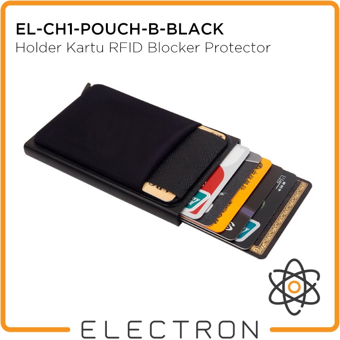 EL-CH1-POUCH-B-BLACK Card Holder Kartu RFID Blocker Protector Smart