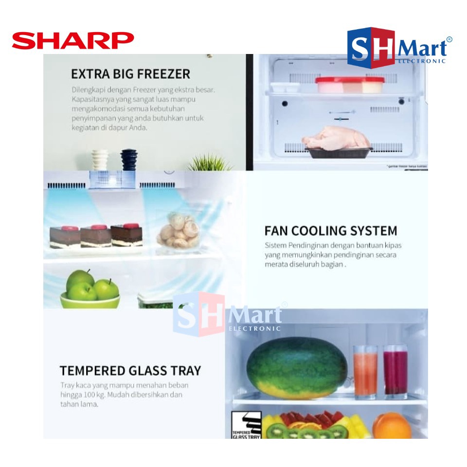 KULKAS SHARP 2 PINTU SJ-237MG / SJ237MG NO FROST GLOSSY DOOR SHARP GARANSI RESMI (MEDAN)