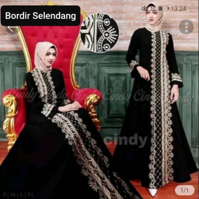 Exclusive baju muslim Asshofa collection abaya Bordir selendang gamIs hitam Arab Saudi syari asdf