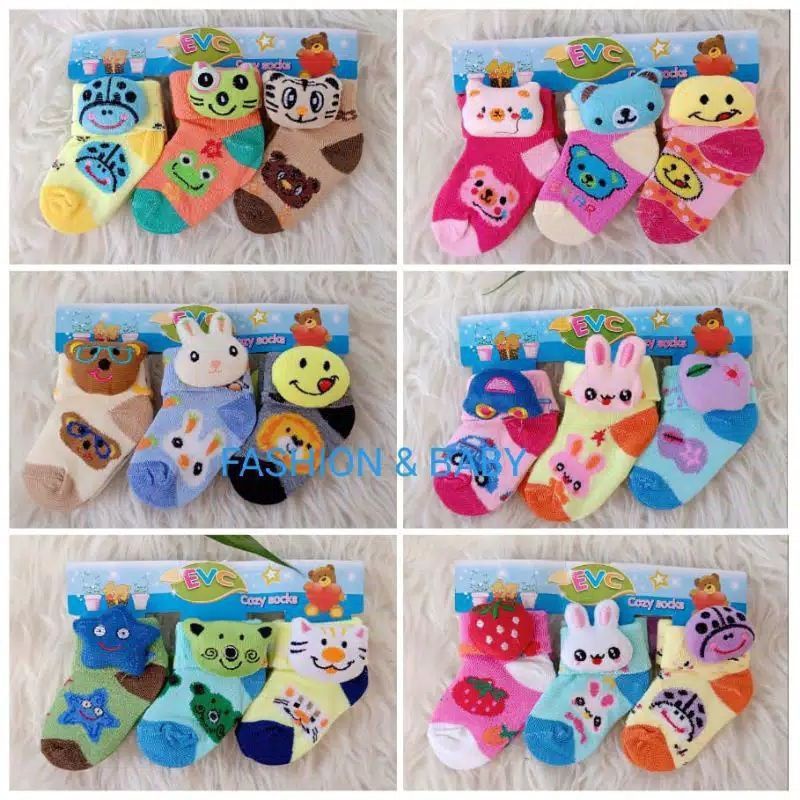 Kaos Kaki Bayi BONEKA / Kaos Kaki Bayi isi 3 /Kaos Kaki Newborn / Kaos Kaki 3in1