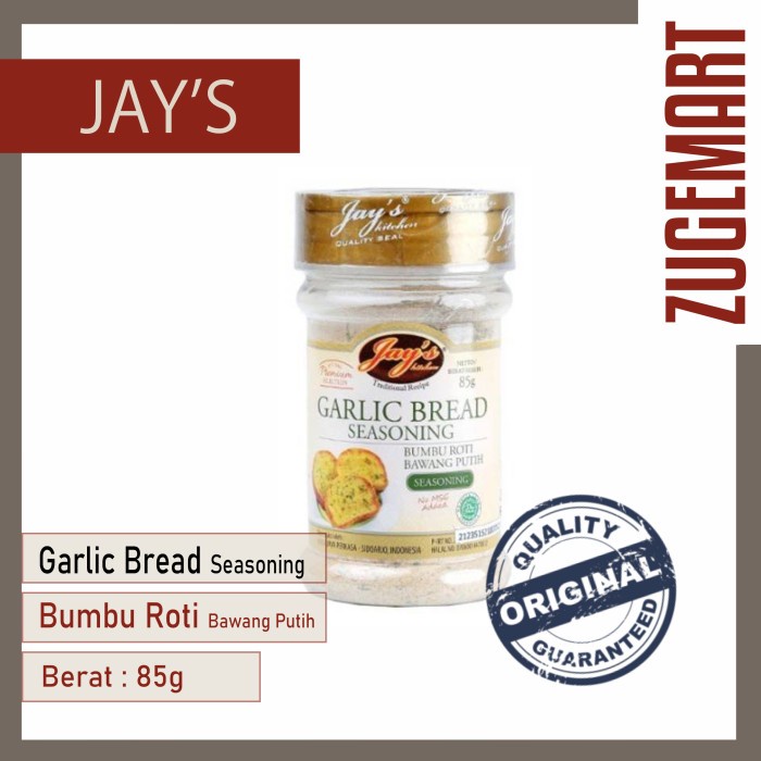 

Jays Garlic Bread Seasoning / Bumbu Roti Bawang Putih - 85Gram