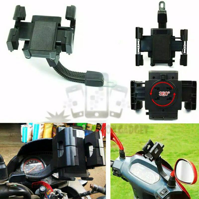 Holder HP Motor Jepit Spion Universal Stand Murah/Stand Holder HP Spion Motor Gps