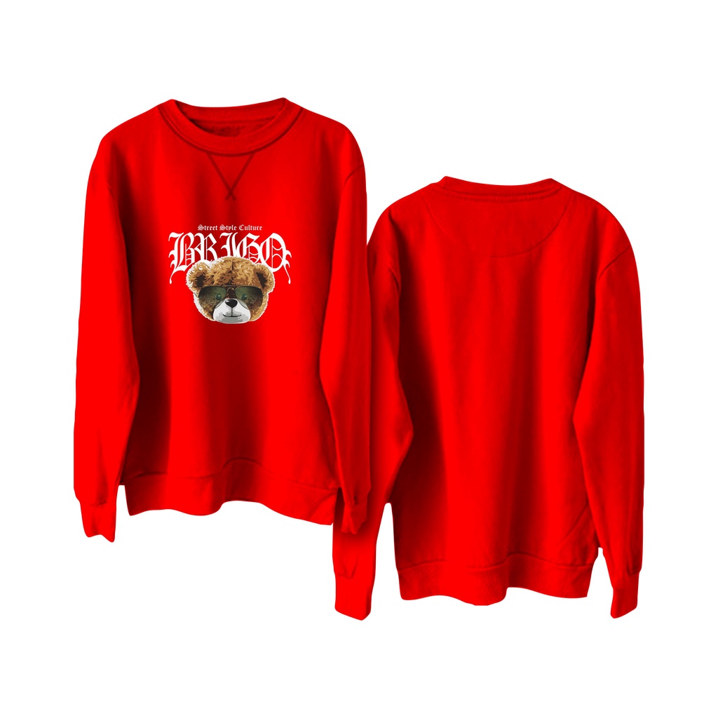 Sweater Crewneck BRIGO Sablon DTF Fleece Cotton || BRIGO Basic Sweatshirt Beruang Style Culture M-XXL (Pria &amp; Wanita) Free stiker&amp;Gantungan Kunci