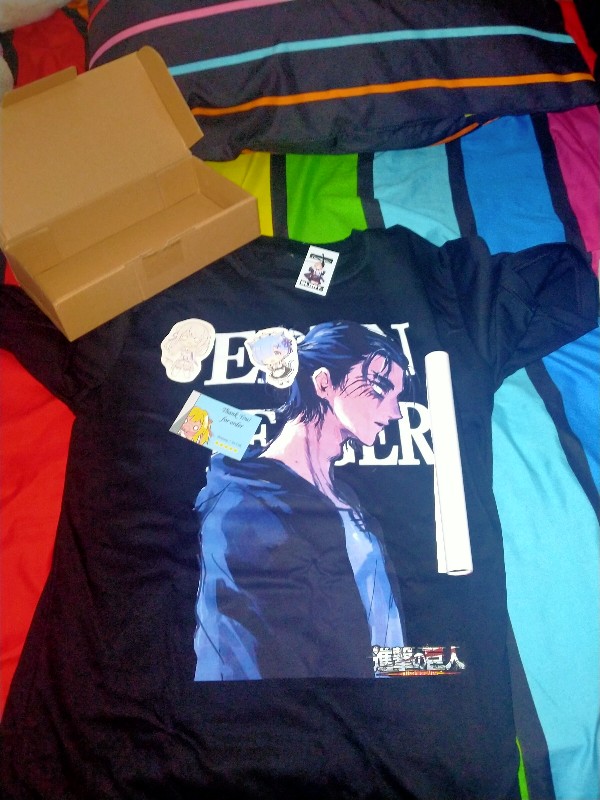  FREE POSTER Baju Kaos Anime T Shirt Attack On Titan Eren 