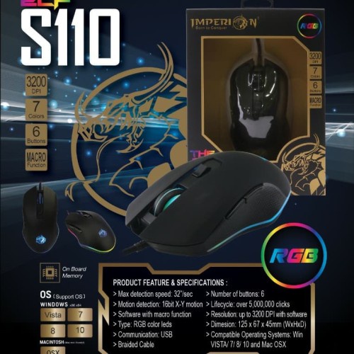 Mouse Macro Gaming RGB Imperion S110