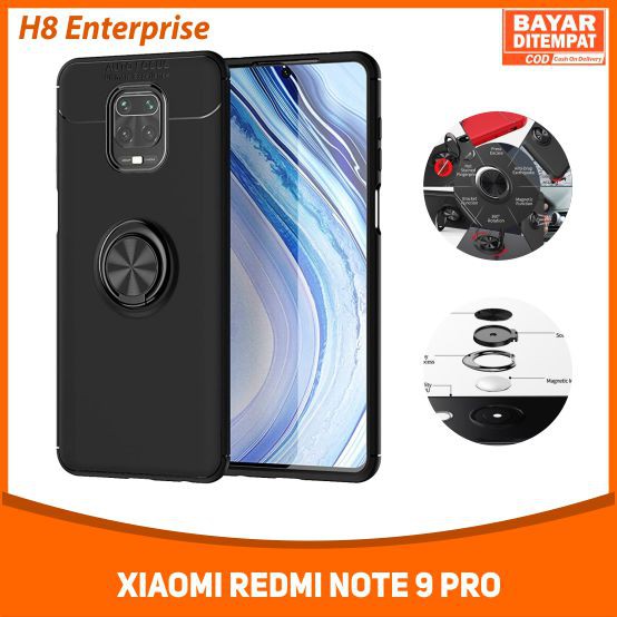 Case Autofocus Magnetic Ring for Xiaomi Redmi Note 9 Pro Invisible Case Auto Focus iRing - Hitam