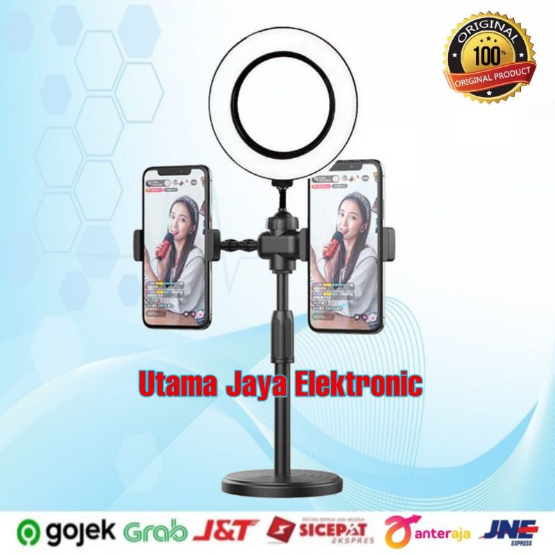 LAMPU LED Selfie Ring Light Live Stream Tiktok 6 Inch 2 Holder