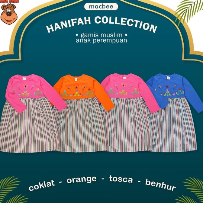 MacBee Baju Anak Perempuan Gamis Muslim Collection Hanifah Free Hijab