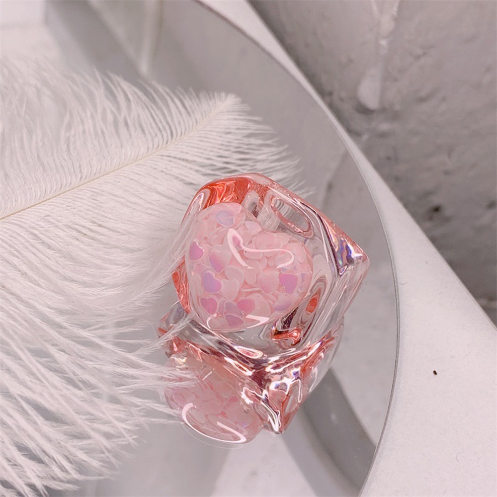 1pc Cincin Bentuk Hati Geometris Bahan Resin Warna Permen Untuk Wanita