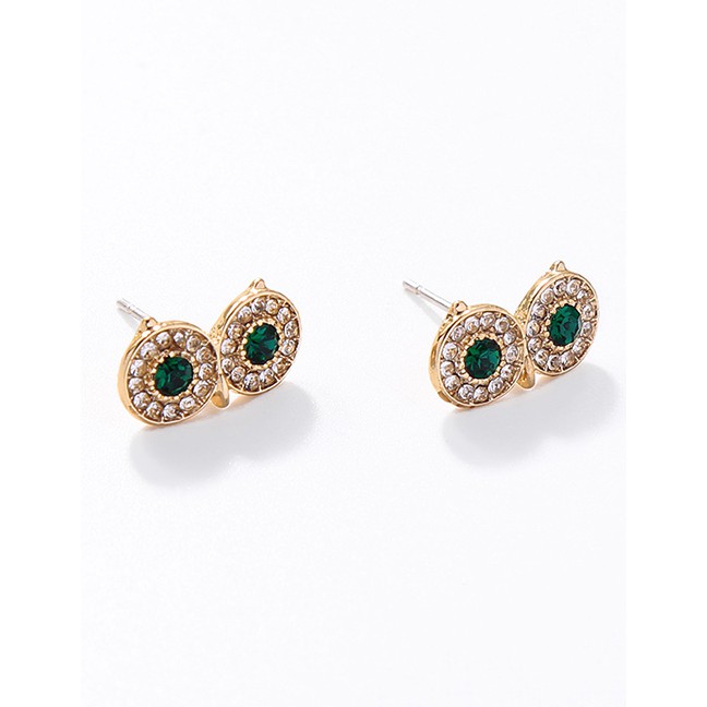 LRC Anting Tusuk Fashion Diamond-studded Gold Owl Earrings D53213