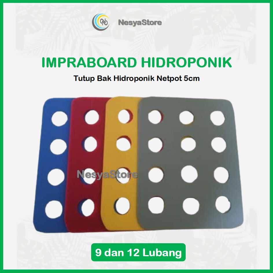 Impraboard Tutup Impraboard Hidroponik Sistem Wick 9 Lubang dan 12 Lubang