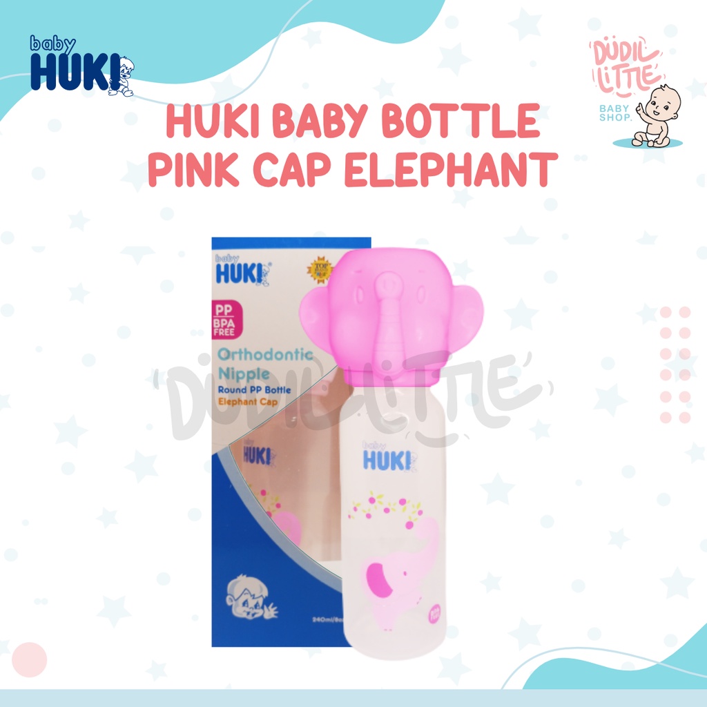 HUKI Botol Susu Orthodontic Silicone Nipple Cap Elephant - 240ml BPA Free 100% Garansi