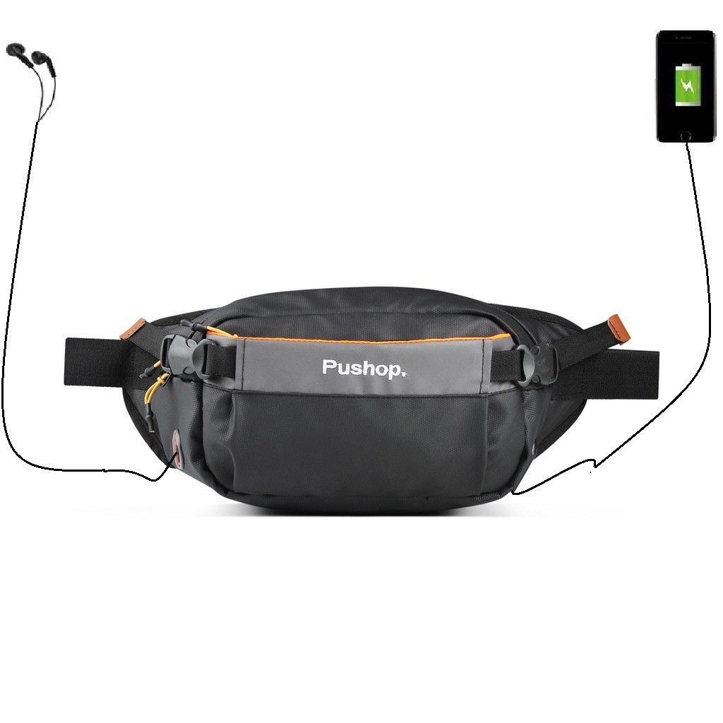 Tas Selempang Waistbag Waterproof Black Will 465 PUSHOP AUTHENTIC