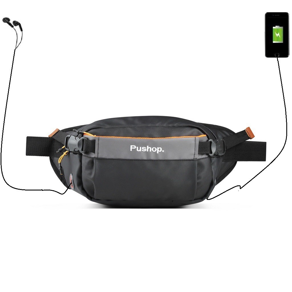 Waistbag USB Waterproof PREMIUM Pushop Black Wilson