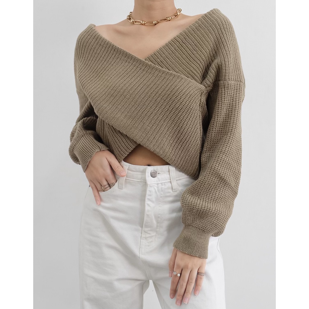 Nala Sweater Top Premium Knit Off Shoulder Atasan Wanita Rajut Premium Sabi Knit Swetaer Rajut