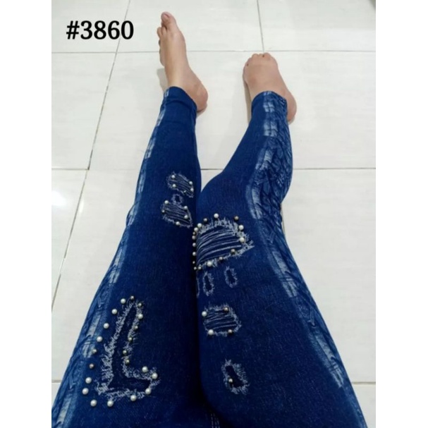 Legging wanita import Leging sobek blingbling