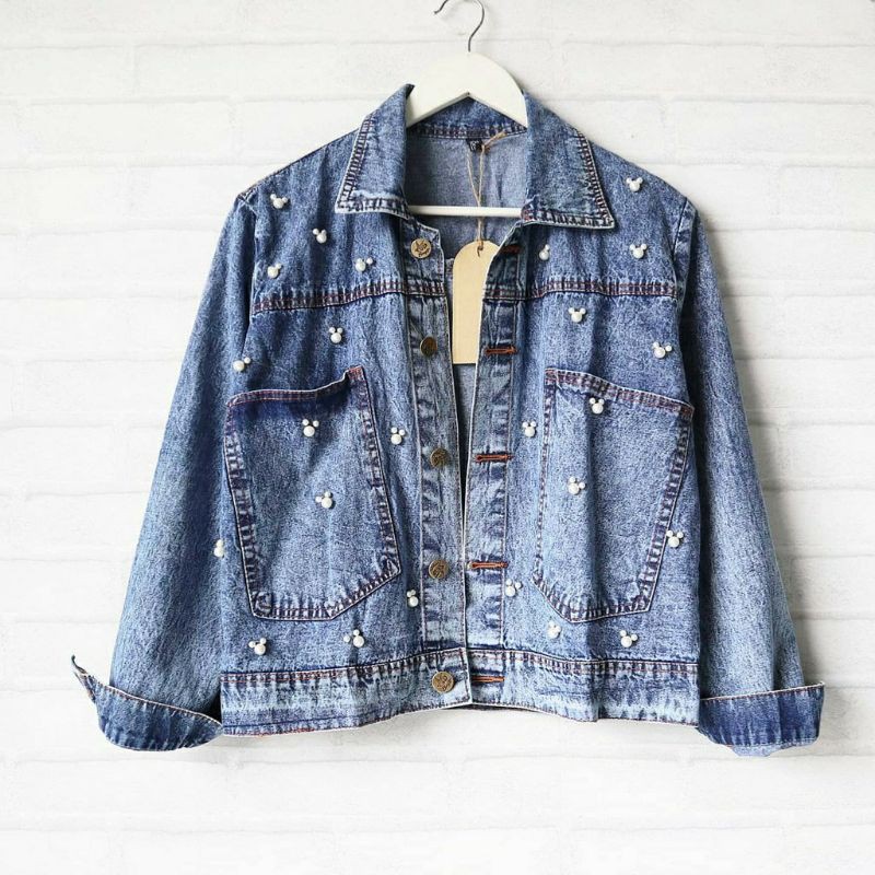 jaket jeans oversize/jaket jeans wanita/jaket jeans mutira Mickey