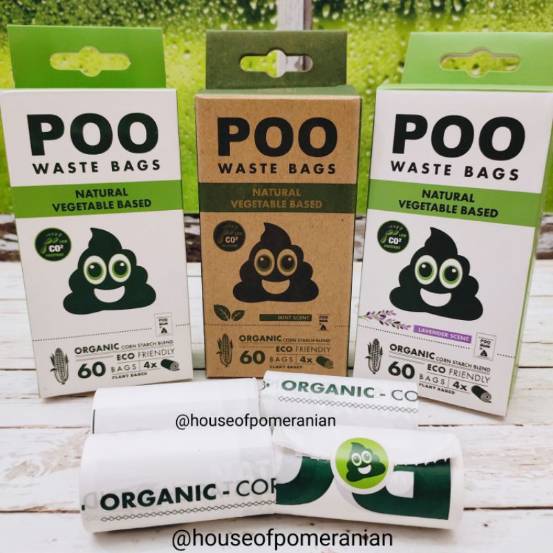 plastik poop anjing organic eco friendly corn starch blend 4roll x15bags poop waste bag