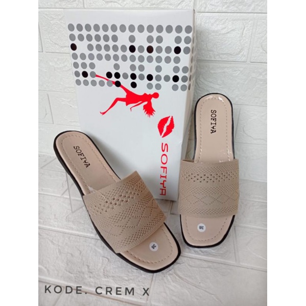 Sandal Slop Sofiya Teplek-Slop krem