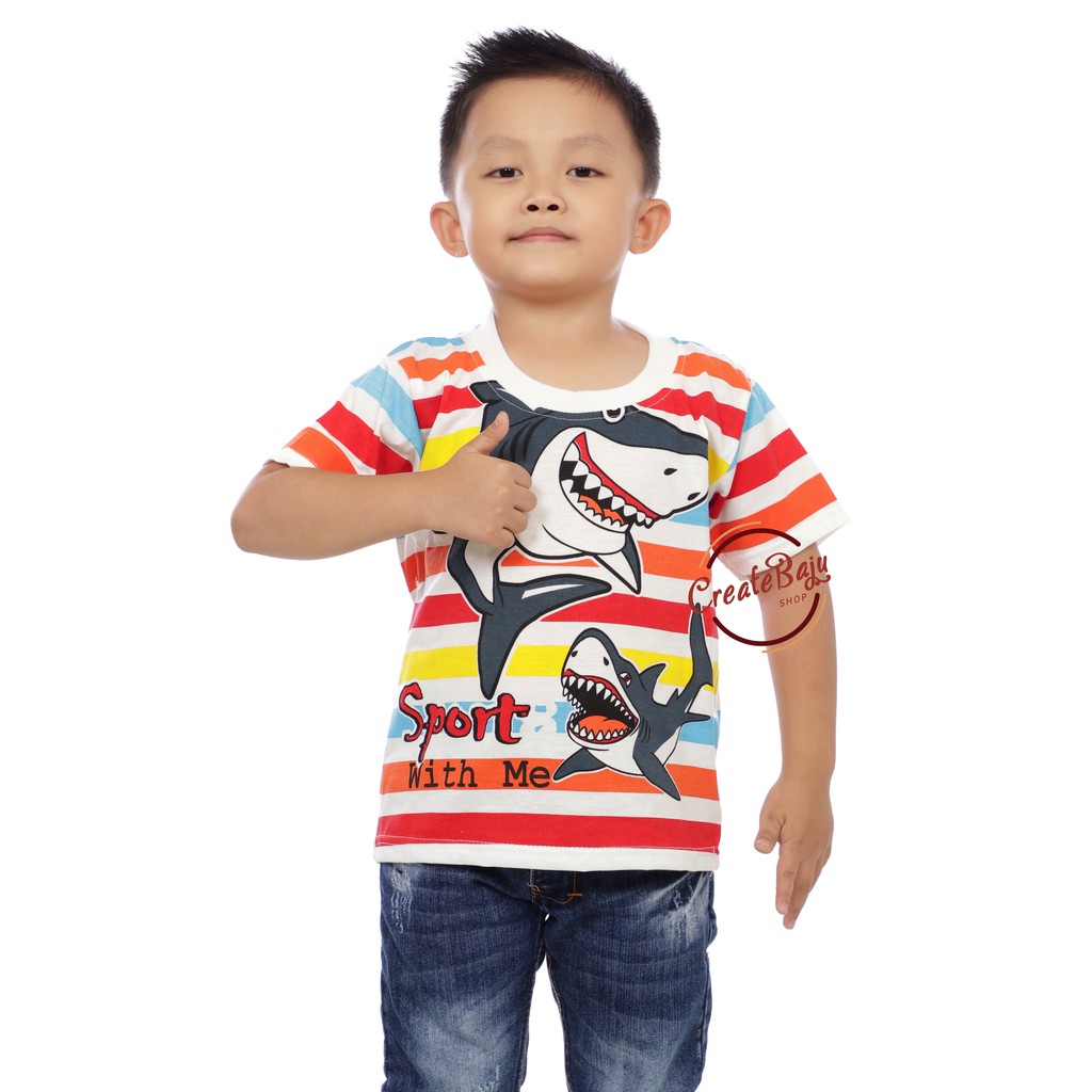 KAOS ANAK LAKI GAJAH BERUANG ROBOT DINO GIRAFFE HIPPO 1-7 TAHUN BAJU ATASAN ANAK FASHION TERMURAH PART 1
