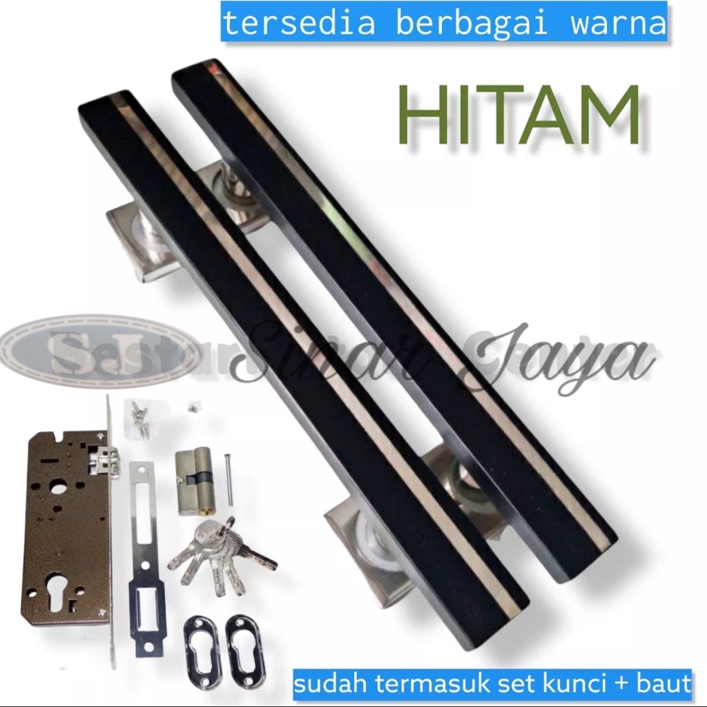 1 set handle pintu rumah stainless panjang 45cm 33cm gagang tarikan pintu rumah set body kunci handel hendel pintu rumah minimalis pegangan pintu kuputarung murah