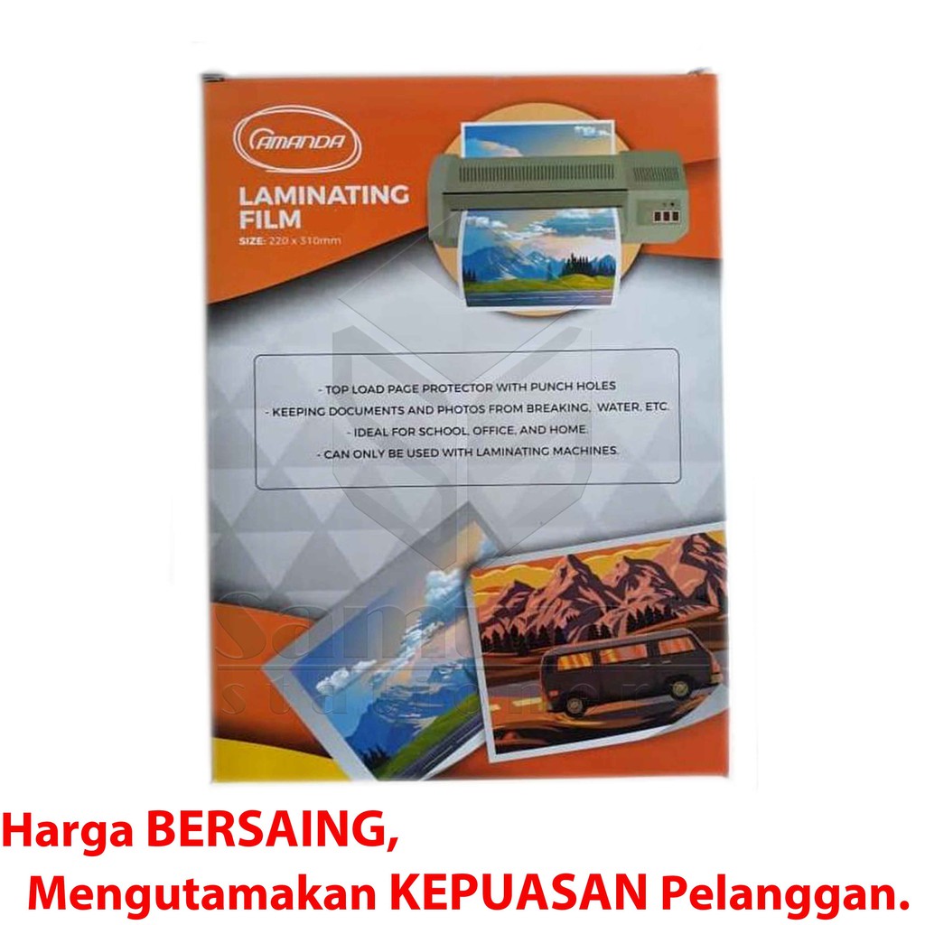 

H7Y Plastik Laminating Film A3 Amanda 100 Micron - isi 100 lembar 320 x 440 mm / Per Pak