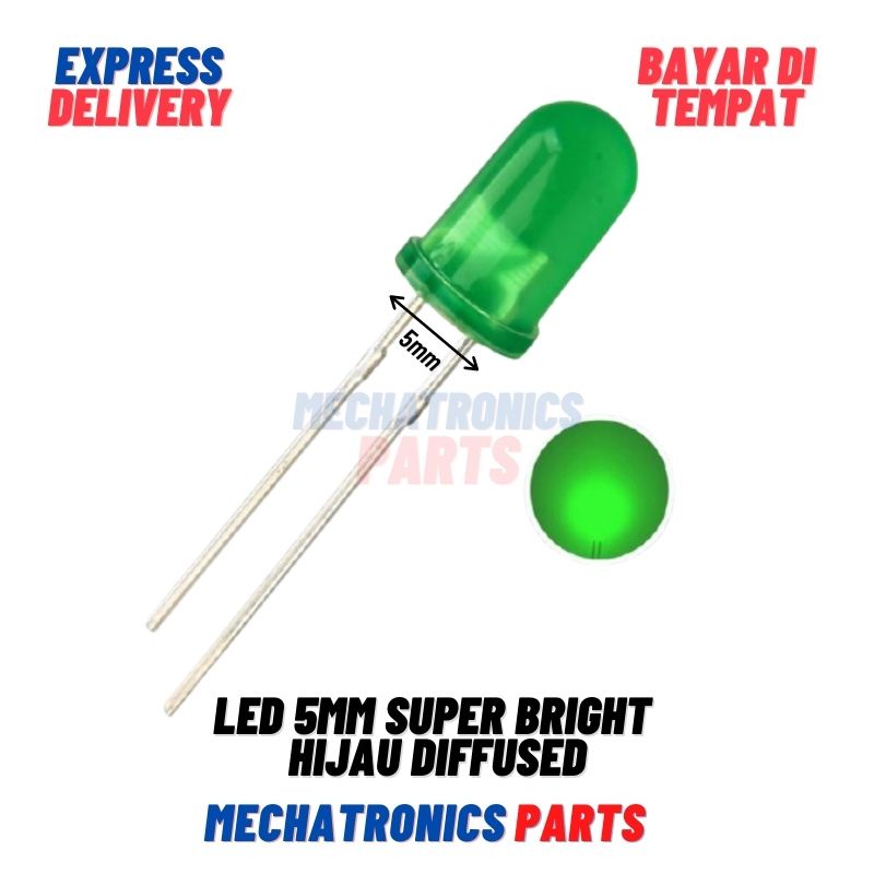 LED 5MM SUPER BRIGHT GREEN HIJAU DIFFUSED