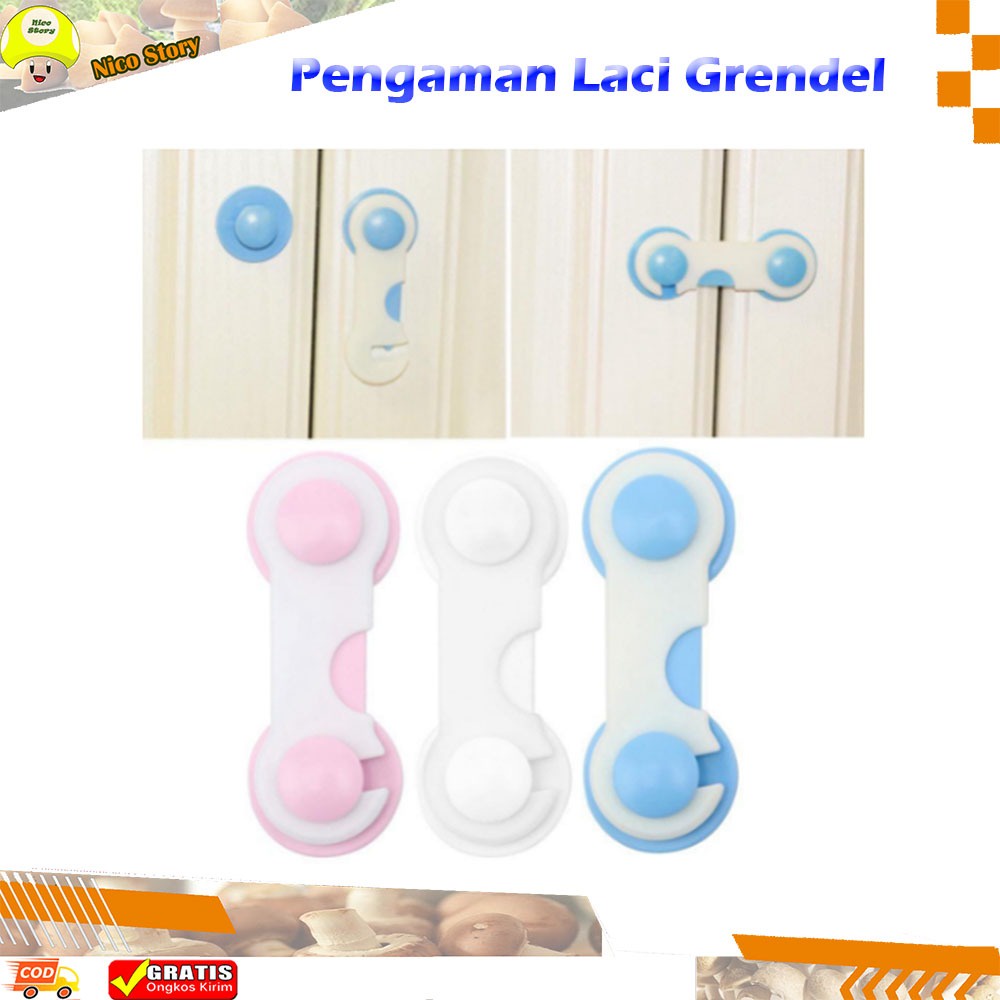 (NCS) Pengunci Laci Pengaman Lemari Pengait Kulkas Penahan Pintu Safety Drawer Lock Band Baby Bayi