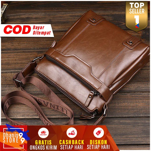 Tas Selempang Pria Kulit Messenger Leather Bag Cowok Keren Tas Kerja Cowo Kekinian