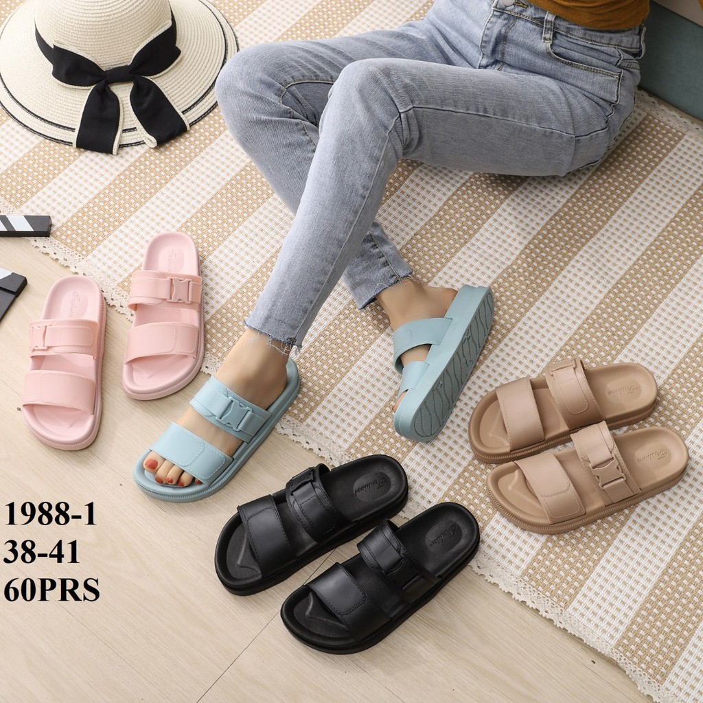 Sandal Jelly Wanita Balance Karet Import Strip 2 1988-1B